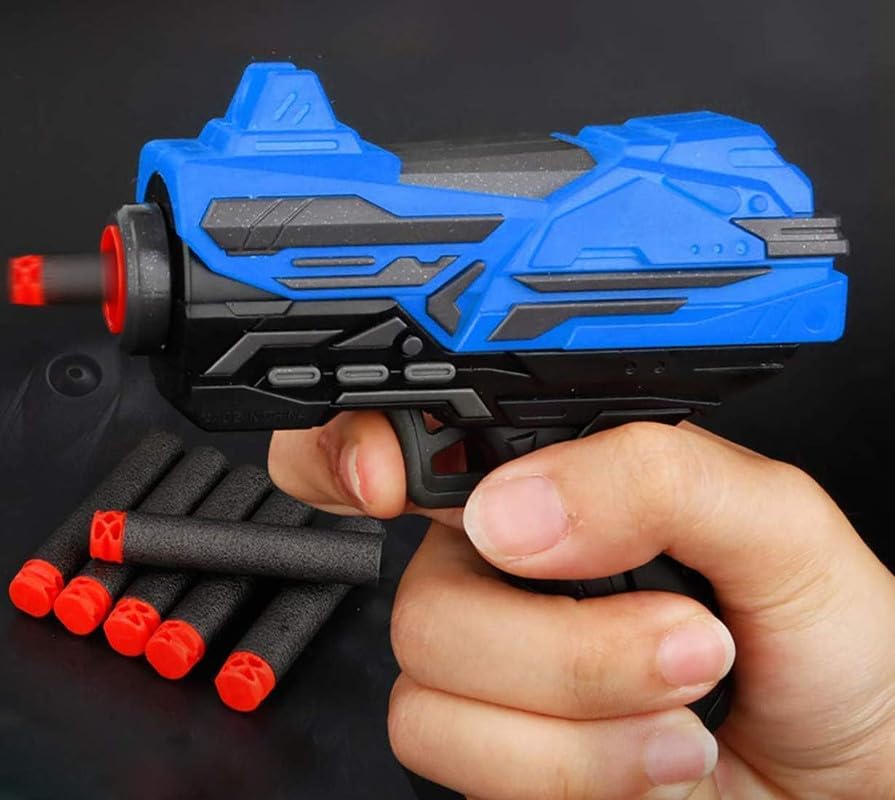 Image of Dual Foam Bullet Guns with 14 Free Bullets Soft Bullet Pistol Shooting Game for Kids (2 Pistol and 14 Bullet Included)