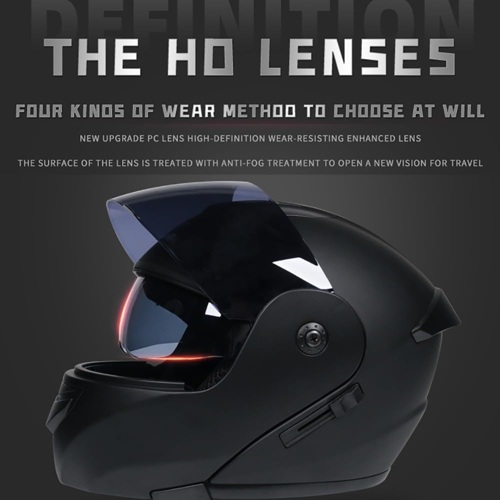 Casco Moto Integrato Modulare Bluetooth, Casco Integrale Uomini E Donne con Doppia Visiera Caschi Modulari Apribile Adulti Flip Full Face ECE Certification Casco da Motociclista
