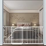 Lazysheep Extra Wide Baby Gate Dog Gate Pressure Mount White Metal Child Pet Gate Indoor Safety Gate