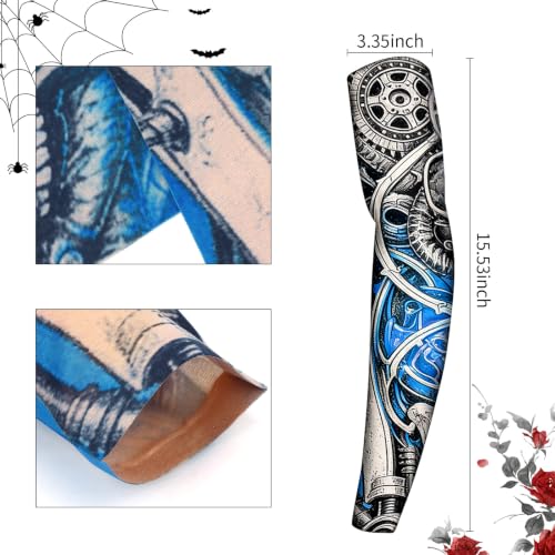Image of YARIEW Temporary Tattoo Sleeves for Men Arm Sleeves for Men | Tattoo Sleeve Women Arts Fake Sleeve Tattoos Sun Protection Cooling Covers for Arms Women Halloween Pattern 18