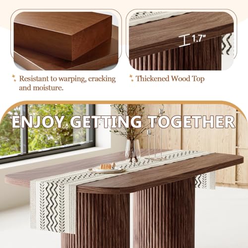 79" Dining Table Set for 8,Large Rectangular Kitchen Table Set for 8 with Cushioned Chairs,Modern Mid-Century Wood Dining Room Table Set,Ideal for Dining & Gatherings (Walnut) - Image 4