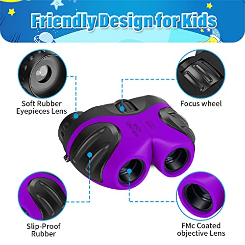 Binoculares compactos para niños 8 aumentos impermeables miniatura 3