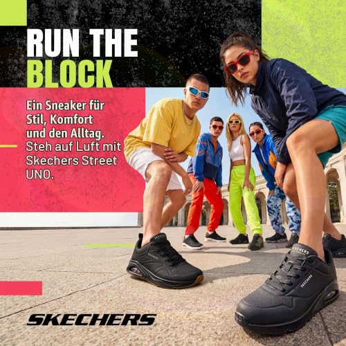 Skechers Damen Uno Stand On Air Sneaker, Black Durabuck Mesh, 36.5 EU Weit – Ansicht 7