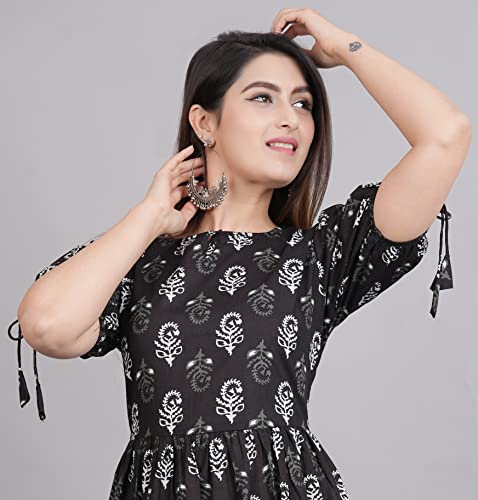 Image of Kuruti B Sheets Women's Cotton Floral Printed Regular Fit Anarkali Kurta for Women