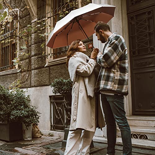 Xgvo-Iu Umbrella For Rain & Sun Travel Umbrella Windproof Quick-Dry Strong Fashion Trend Automatic Folding Umbrella(Pure White) #TOP7