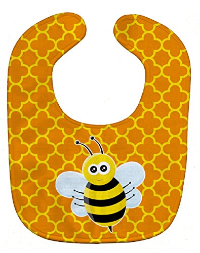Caroline's Treasures Bee on Quatrefoil Baby Bib, Orange, Large