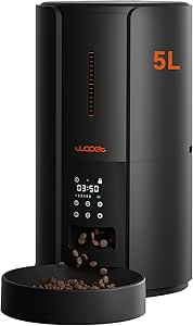 WOPET Automatic Cat Feeder, 5L Dry Food Dispenser, Timed Feeder 6 Meals Daily With Portion Control, 10s Voice Recording, Backup Power asin的图片
