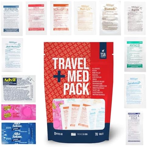 Travel Medicine Kit - 78-Piece TSA-Friendly Med Pack for Flights,...