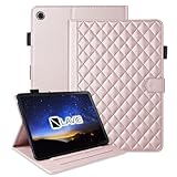 Aokil For NEC PC-TL103KAL LAVIE Tab 10FHD4 手帳型カバー 2025年モデル LAVIE Tab Lite TL103/KAL 10.1型用 保護カバー ペン収納 カード収納 スタンド機能 レザー チェック柄 肌触り良い 軽量 落ち着いた色 美しい かわいい 実用 贈り物 耐久性 全面保護 学生 教師用-(ローズゴールド)