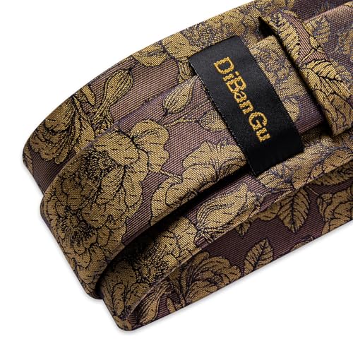 Image of DiBanGu Mens Paisley Tie Sets Silk Jacquard Woven Floral Necktie and Pocket Square Cufflinks Wedding Business Party