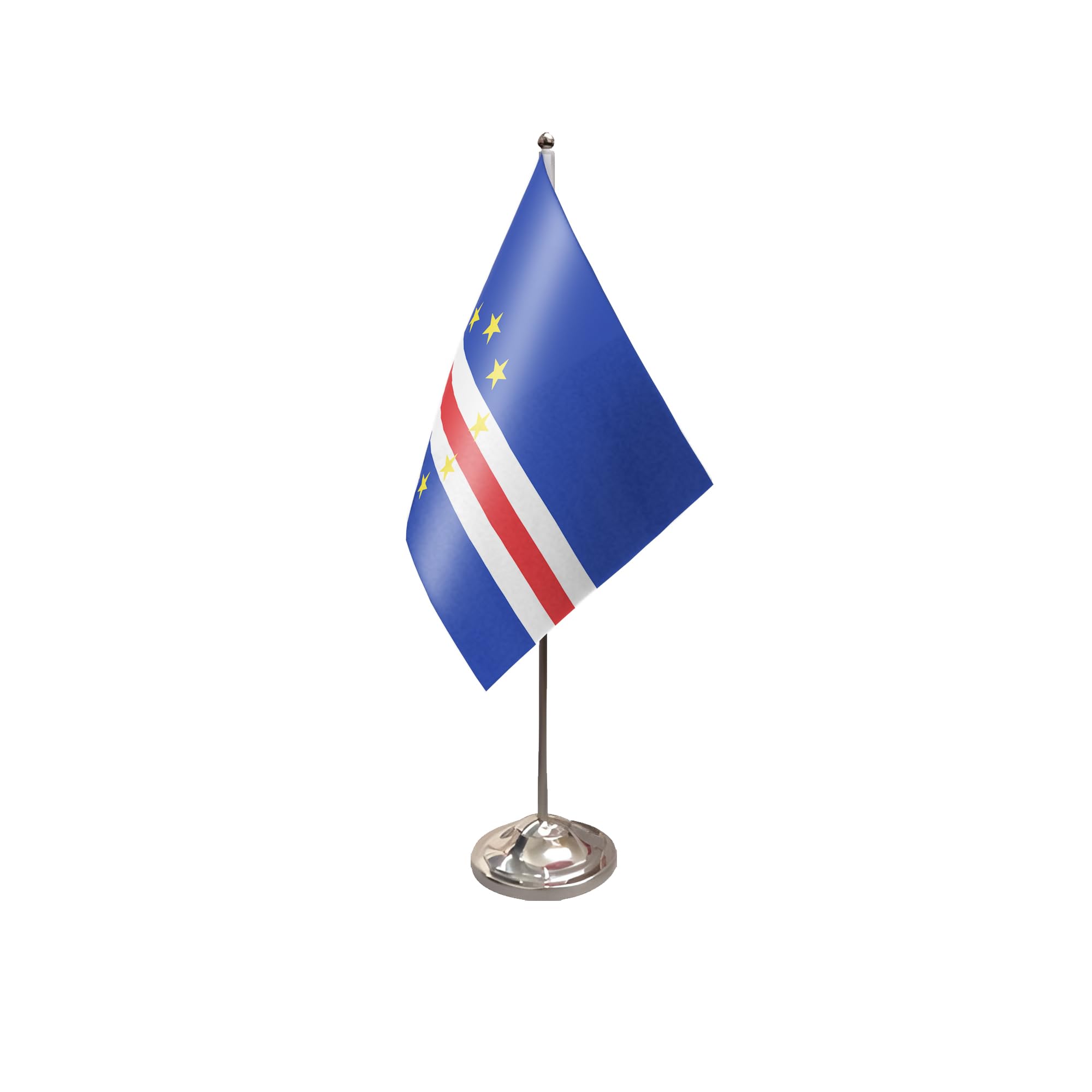 Flagtex Cape Verde Satin Table Flag With Chrome Pole & Base
