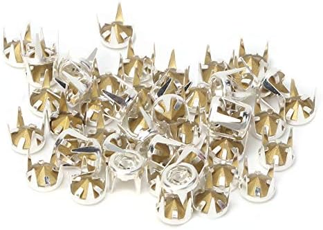 HEEPDD 50 Pcs 6mm Crystal Claw Beads Nailhead DIY Fashion Rhinestone Nailhead Studs Silver Gold Base Punk Spikes Decorative Rivets for DIY Leather Craft(Silver)
