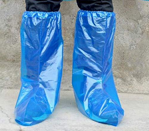 Copriscarpe igieniche allungate usa e getta blu per protezione pavimenti interni