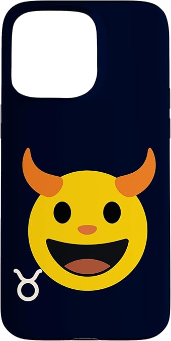 Cute Taurus Zodiac Sign Emoticon Face Astrology Birthday Case for iPhone 15 Pro Max
