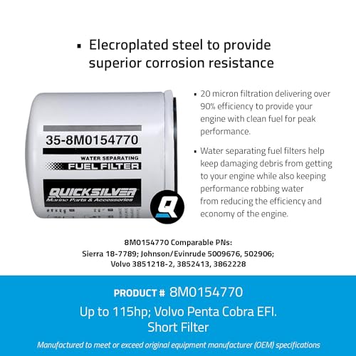 Image of Quicksilver Water Separating Fuel Filter for Select Volvo Penta, Johnson /Evinrude Outboards- Replaces Johnson /Evinrude 5009676, 502906, 5011090, Volvo Penta 3851218-2, 3852413, 3862228, Sierra 18-7789