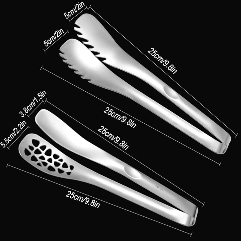 Set 2 Pinze Da Cucina In Acciaio Inox – Per Barbecue, Spaghetti, Insalata – 25 Cm, Antiruggine