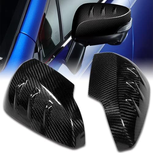Black Real Carbon Fiber 2 Pieces Side Mirror Cover Cap Kit Compatible with 2015-2021 Subaru WRX STI, With Signal Cut 2016 2017 2018 2019 2020