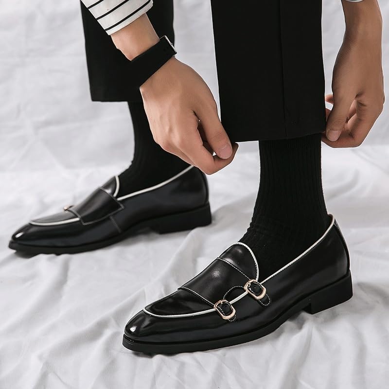 Mens Leather Loafers Korean Style Height Increasing Slip On Formal Casual Outdoor Shoes2