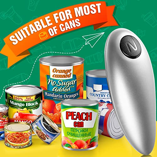 No Sharp Edges Electric Can Opener Automatic Opens Most Of Cans,One Touch Switch With Ergonomic Design,Electric For Kitchen,Best Kitchen Gadget,Arthritis And Seniors,Sliver #TOP4