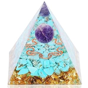 Orgone Pyramid ​for Positive Energy, Amethyst and Obsidian Healing Crystals Stones for Reduce Stress Chakra Reiki Healing Meditation Attracts Lucky and Success (Cl-4)