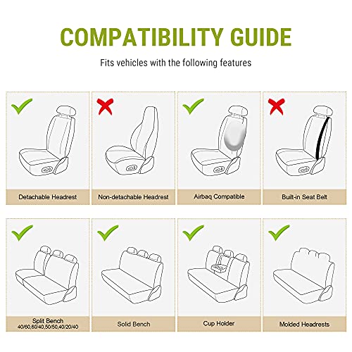 Image of AOOG Leather Car Seat Covers, Leatherette Automotive Seat Covers for Cars SUV Pick-up Truck, Non-Slip Vehicle Car Seat Covers Universal Fit Set for Auto Interior Accessories, Front Pair, Gray