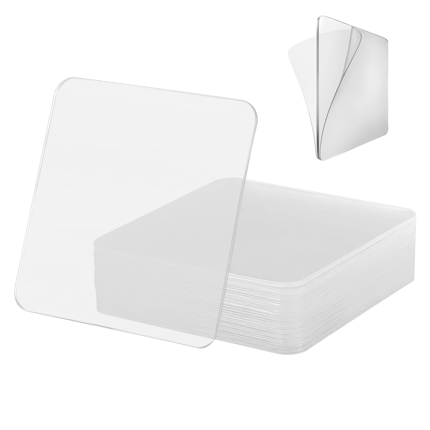 Ctyjia 20 Pcs Clear Double Sided Adhesive Pads, 2.36" Waterproof Strong Sticky Squares Mounting Tape, Removable and Residue-Free, for DIY Craft, Home, Office, Shower