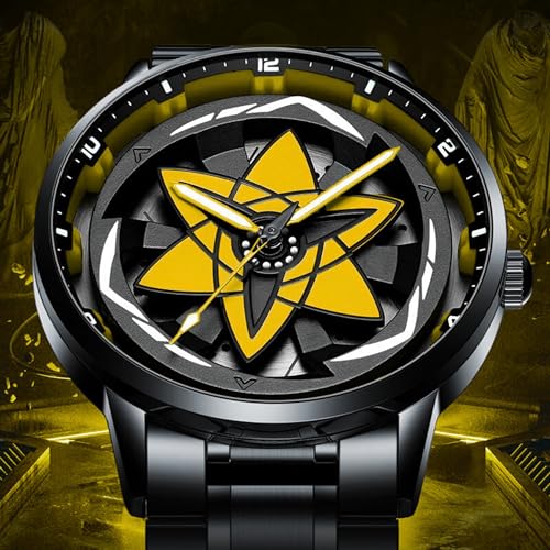 Image of Branded Men's Sport Quartz Watch Ninja Wheel Dial 360 Rotating Casual Fashion Stainless Steel Alloy Mens & Boy's Luxury Metal Gift Creative Watch
