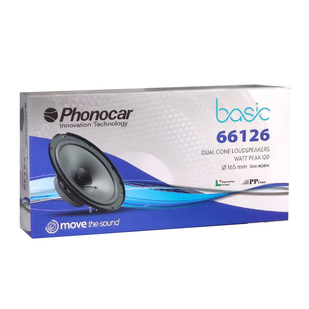 2 ALTOPARLANTI compatibile con PHONOCAR BASIC 66126 a doppio cono 16,50 cm 6,5" di diametro da 25 watt rms e 60 watt max 4 ohm 90 db auto, a coppia