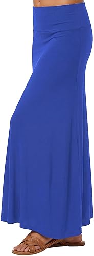 LYANER Women's Casual High Waist Solid Flowy Long Skirt Summer Flare Maxi Skirts