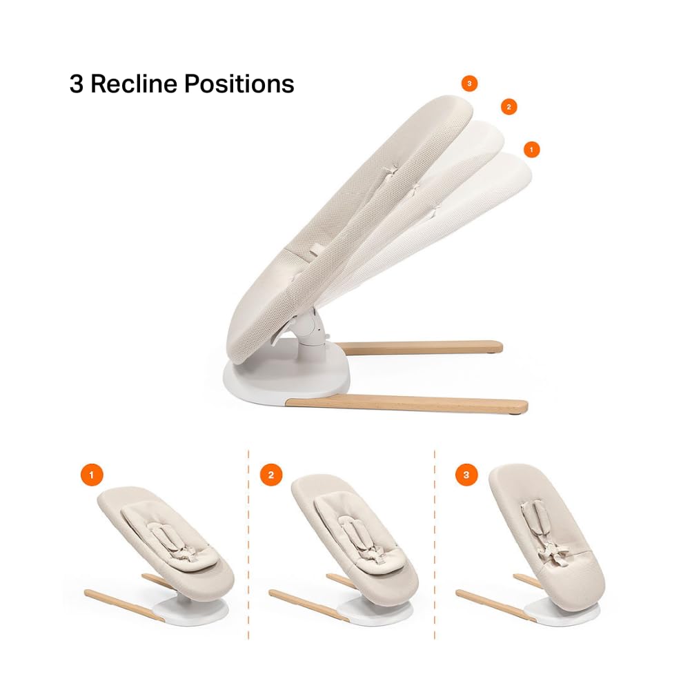 Hamaca y Columpio Stokke Yoga Para Bebés, Arena Clara - Movimiento dual para calmar y estimular a bebés de hasta 11 kg - Incluye cojín para recién nacidos - Tres posiciones ajustables
