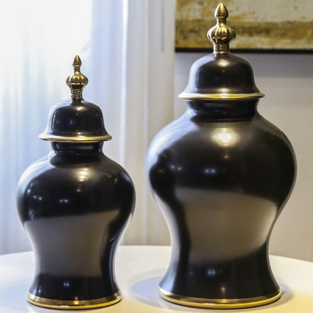 Porcelanowy wazon na słoik, ceramiczny dekoracyjny słoik na imbir z pokrywką, nowoczesny ceramiczny błyszczący