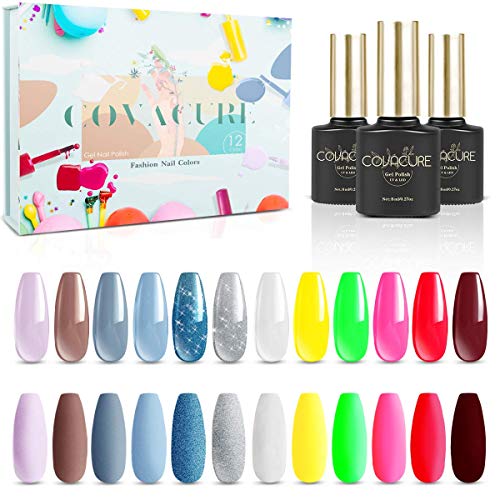 COVACURE UV Nagellack Set, 12 Farben 8ml Gel Nagellack Set Farben Ideal für Vier Jahreszeiten, mit Geschenkbox für Geschenk und Heimgebrauch