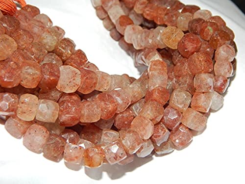 Pierre de soleil cube facetté 3D LKBEADS perle naturelle pour fil de bijoux 8 pouces