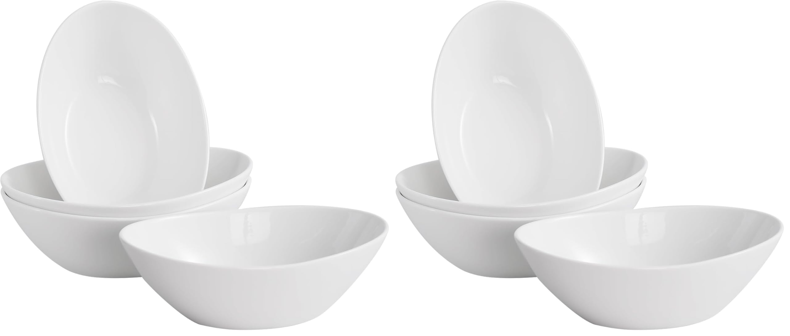 LIFVER Salatschüssel Set Porzellan 1060ml, Müslischale Groß, Suppenschale Keramik, Servierschale für Salat, Beilagen, Suppe, Dessert, 4er Set, Weiß (Packung mit 2)