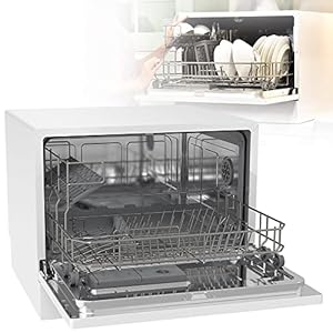 Kleine vaatwasser, draagbare vaatwasser, met 6 wasprogramma’s, tafelmodel vaatwasser, 360° sproeiarmen boven en onder, 7…