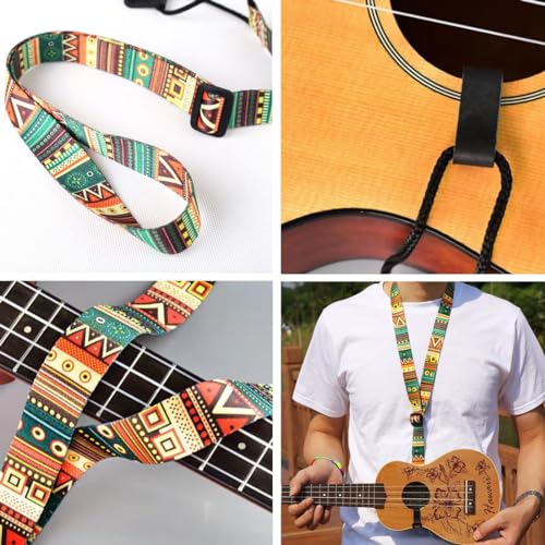 PSOWQ Sangle de guitare ethnique 1 pièce pour ukulélé, réglable avec sangle à clipser 59 cm-140 cm, pour basse électrique acoustique, style bohème, style maya - Les Beatles, Paul McCartney, John Lennon, RIngo Starr, George Harrison PSOWQ Sangle de guitare ethnique 1 pièce pour ukulélé, réglable avec sangle à clipser 59 cm-140 cm, pour basse électrique acoustique, style bohème, style maya – Image 4