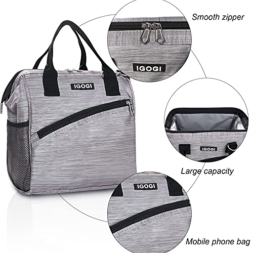 Lunch Bag With Leak Proof Material, Insulated Lunch Box For Women/Men, Tote Cooler Bag For Work/Picnic/Hiking/Beach/Fishing (Stripe Grey) #TOP1