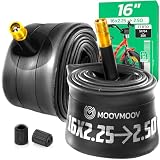 MoovMoov Camera d'Aria 16 pollici - Per Pneumatici 16x2.25, 16x2.40 e 16x2.50 con ETRTO da 57-305 a 62-305 - Confezione da 2 - Per Bici