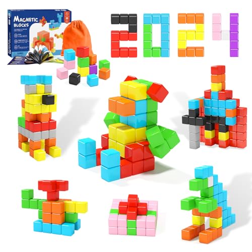 40pcs Magnetic Blocks for Toddler Toys, Magnetic Cubes Building Blocks Classroom Must Haves, STEM Preschool Sensory Magnet Toys for 3 4 5 6 Year Old Boys and Girls