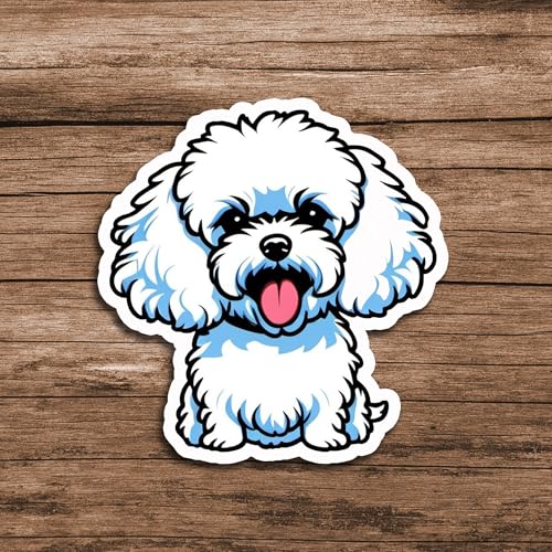 Image of Bichon Frise Dog Sticker Cute Bichon Frise Vinyl Decal Waterproof Dog Lover Sticker for Laptop Water Bottle Car Window Notebook Pet Lover Puppy Gift
