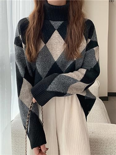 Fashion Women Sweater Autumn and Winter Retro Turtleneck Knitted Pullover Loose Fashion Keep Warm Sweater2