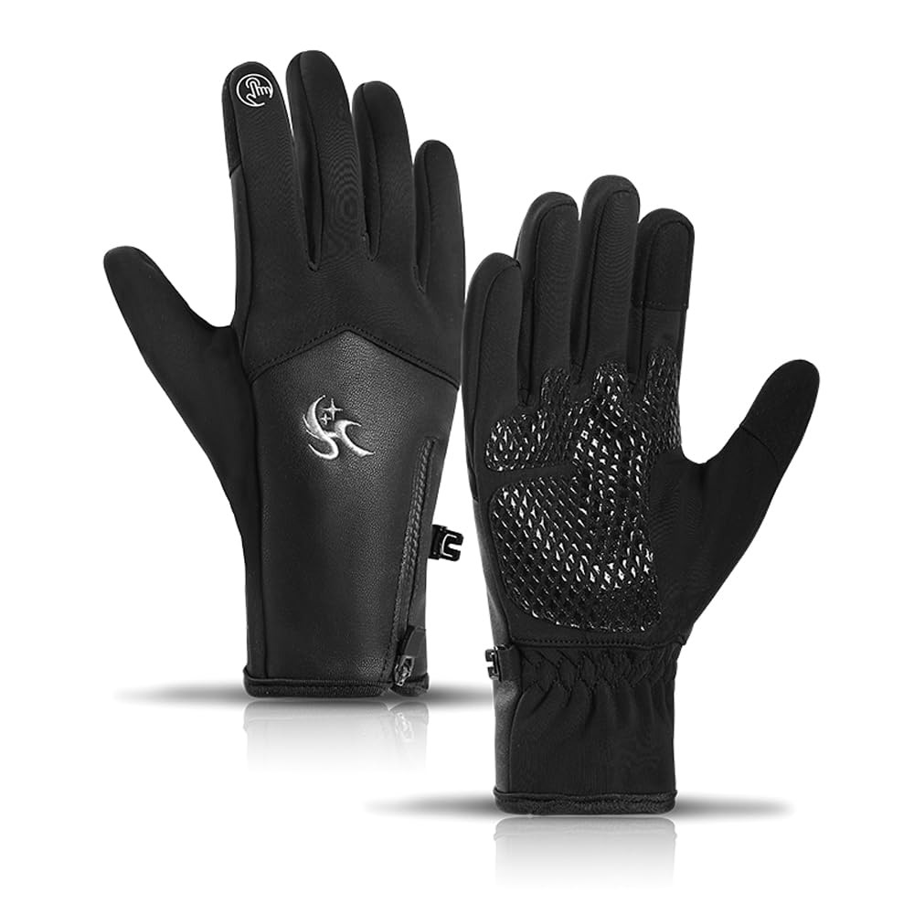 Harssidanzar Winter Gloves Mens Touch Screen Outdoor for Running Cycling Hiking for Men SM063US