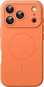 JETech Capa Magnética de Silicone para iPhone 17 Pro Max 6,9 Polegadas, Compatível com MagSafe, Toque Macio e Sedoso, Case com Absorção de Choque, Proteção para Lente da Câmera (Laranja)