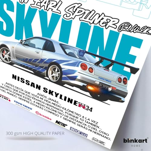 Image of BLINKART Nissan SkylineCar Posters Sticker Gift Items for Boys Room Wall Decor || Comes with Double-Sided Tape|| Decoration Bedroom Living Room Office Studio Decor | 12x18 In (A3) - CAR-269