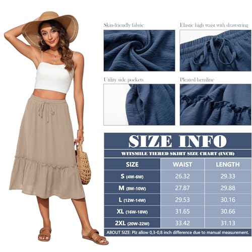 Image of Witsmile High Waist Tiered Skirts for Women Flowy Skirts for Women Long Length with Pockets 2026 Fashion Trendy