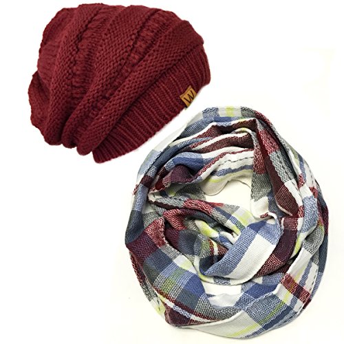 allydrew Fashionable Plaid Infinity Circle Scarf Long Plaid Winter Scarf - Main Image