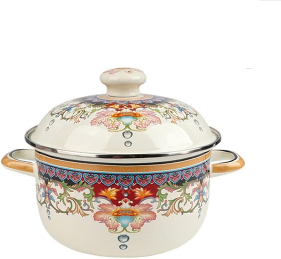 Soup Pot Lid Enamel Cooking Warmer tall Pots Casserole Steamer Kitchen Supplies Panelas Tableware(20cm)