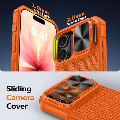 Image of Magnetic for iPhone 17 Case [Slide Camera Cover] [Compatible with Magsafe] [Kickstand] [Military Grade Protection] Shockproof Rugged Case for iPhone 17,Orange