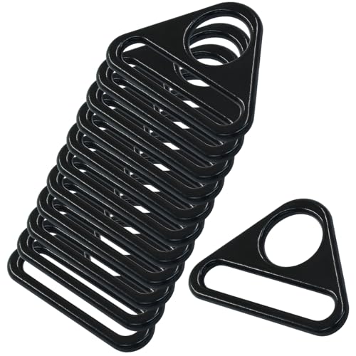 Unlorspy Black Metal Triangular Buckles 2 Inch Triangle Buckle Adjuster D Ring Adjuster Triangle with bar Swivel Clip for Webbing Purse Strap, Bag Hardware DIY Accessories