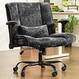 ZZWHOM Criss Cross Chair with Wheels & Flip Arms, Wide Cross Legged Office Chair with Adjustable Tilt Criss-Cross Desk Chair with Lumbar Support for Home Office, Bedroom, Apartment Black